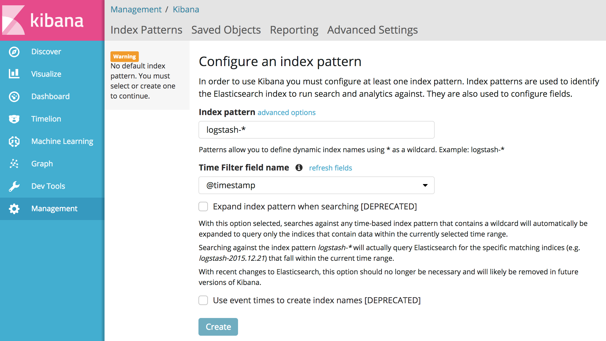 Create logstash-* index